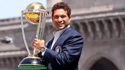 Sachin Tendulkar celebrates the 2011 World Cup win at Wankhede Stadium